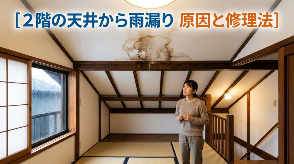2階の天井から雨漏り|原因と修理法を解説