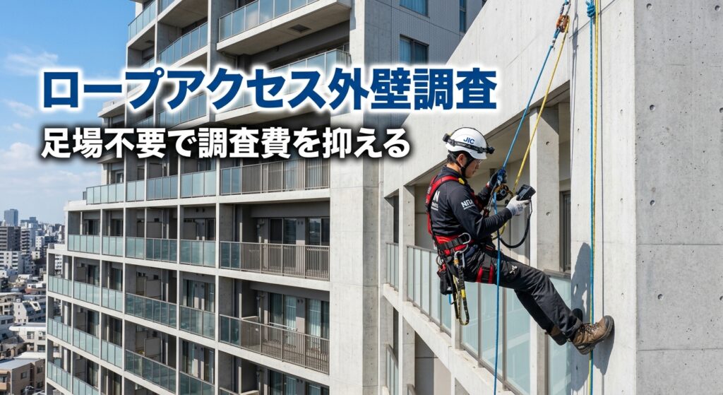 ロープアクセス外壁調査|足場不要で調査費を抑える