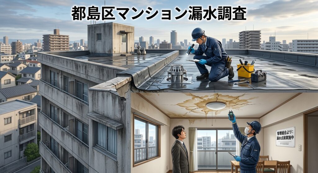 都島区マンション漏水調査|配管か屋上防水か切り分ける手順